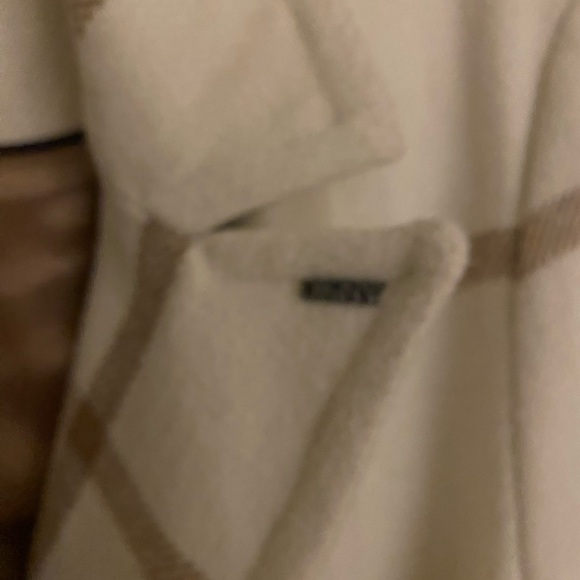 DKNY Cream and Tan Plaid Coat - Picture 3 of 4